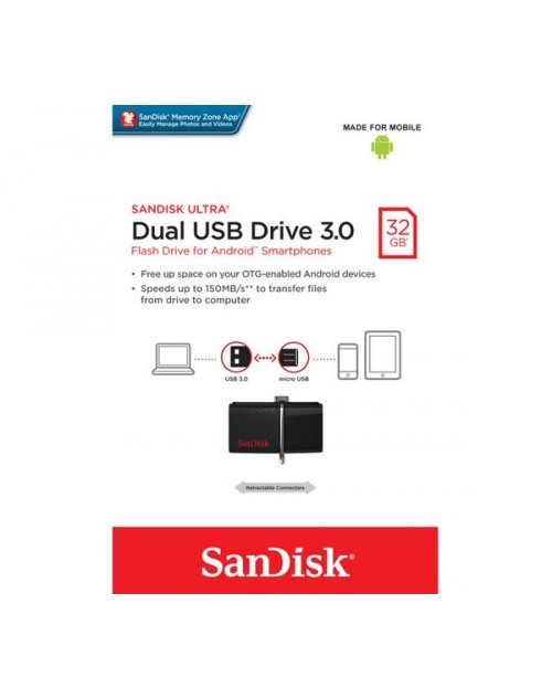San Disk 32GB USB 3.0 / OTG Pen Drive (USB 3.0 & Micro USB)